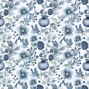 Tapety Niebieskie kwiaty i granaty, Tapety w stylu francuskim, a00002v1 : Uwalls.pl