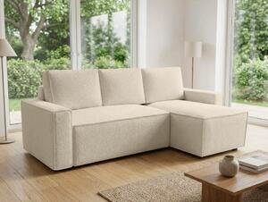 Rozkładana narożna sofa SMART BOUCLE 232x143 cm, kremowa, uniwersalna