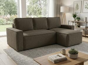 Rozkładana narożna sofa SMART BOUCLE 232x143 cm, szarobrązowa, uniwersalna