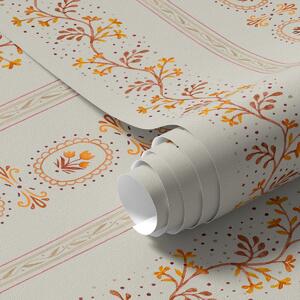 Tapety Delikatny geometryczny ornament z kwiatami i roślinami, Tapety Shabby Chic, a00031 : Uwalls.pl