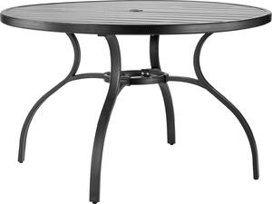 SucceBuy stó ogrodowy na patio stó balkonowy (1200 x 725 mm) wykonany ze stali wglowej, okrgy stó jadalniany do obszarów zewntrznych, takich jak dziedziniec, taras, ogród lub weranda, wodoodporny, z otworem na parasol 38 mm, nono 68 kg, czarny