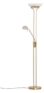 Lampa Podłogowa Lindby, Yveta, ściemnialny, złoty | mosiężny, salon, metal, nowoczesny