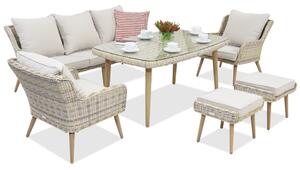 Meble ogrodowe Bilbao Apetito 5 + 2 pufy Garden Point piaskowe