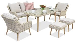 Meble ogrodowe Bilbao Apetito 4 + 2 pufy Garden Point piaskowe