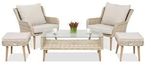 Meble ogrodowe Bilbao Terrace z 2 pufami Garden Point piaskowy
