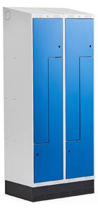 Szafa ubraniowa typu Z, CLASSIC, cokół, 2 moduły, 4 drzwi, 2050x800x550 mm, niebieski