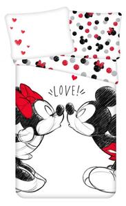 Dziecięca pościel MICKEY & MINNIE KISS biała Rozmiar pościeli: 70 x 90 cm | 140 x 200 cm