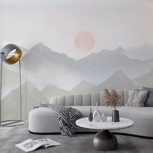 Fototapety Boho styl góry krajobraz, zachód słońca, miękki pastel, szary, Fototapety Minimalistyczny styl, w03547v1 : Uwalls.pl