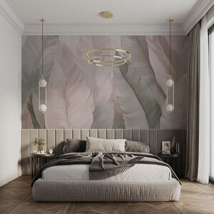 Fototapety Różowe i zielone delikatne tropikalne liście, Fototapety 3D, Fototapety 3d Kwiaty, w03598v1 : Uwalls.pl