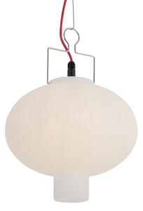 Zewnetrzna Lampa wisząca zewnętrzna biała 35 cm z czerwoną wtyczką IP44 - Pion Oswietlenie zewnetrzne