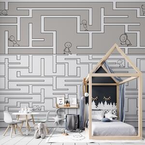 Fototapety Labirynt w kolorze jasnoszarym i białym, Fototapety Dziecięce, w03873v5 : Uwalls.pl