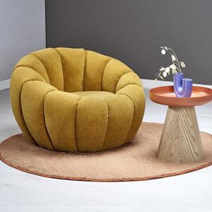 Musztardowy fotel do salonu okrągły | Umeblowana.com