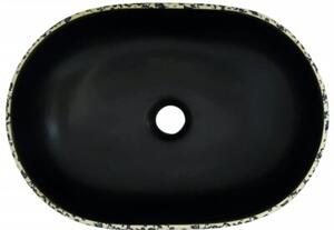 Umywalka nablatowa, czarno-niebieska, owalna, 47x33x13 cm