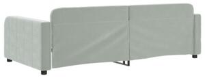 Sofa z funkcją spania, jasnoszara, 100x200 cm, obita aksamitem