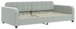 Sofa z funkcją spania, jasnoszara, 100x200 cm, obita aksamitem