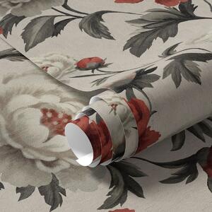 Tapety Piwonie w stylu retro na beżowym tle, Tapety Z kwiatami, a00107 : Uwalls.pl