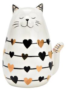 Ceramiczny kotek z serduszkami LOVELY CAT 13 cm biały