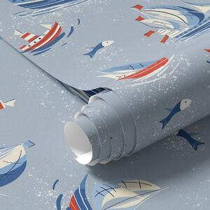 Tapety Statki na niebieskim tle, Tapety Do pokoju dziecięcego, a00126 : Uwalls.pl