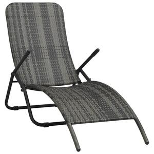 Składany leżak, polirattan, szary