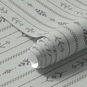 Tapety Etniczny motyw z wzorami w kolorach szarym i miętowym, Tapety Geometryczne, Tapety w paski, a00138 : Uwalls.pl