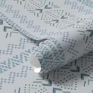 Tapety Geometria z ukraińskim haftem na niebieskim tle, Tapety Abstrakcyjne, a00139 : Uwalls.pl