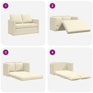Sofa podÅogowa 2-w-1, kremowa, 112x174x55 cm, sztuczna skÃ³ra