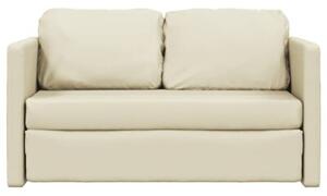 Sofa podÅogowa 2-w-1, kremowa, 112x174x55 cm, sztuczna skÃ³ra