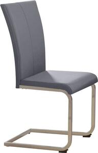 Szare krzesła sztuczna skóra, metalowa rama skid - 2 sztuki