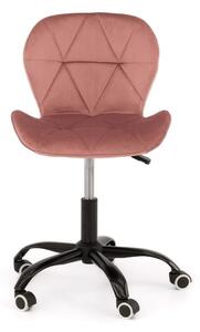 EMWOmeble Krzesło obrotowe ART118S / ciemny róż welur, noga czarna