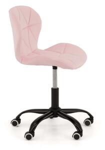 EMWOmeble Krzesło obrotowe ART118S / jasny róż welur, noga czarna