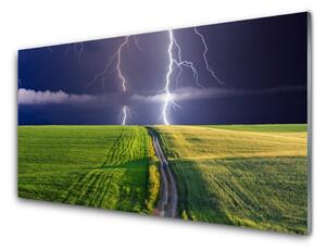 Szkło do Kuchni na Ścianę Potęga Burzy nad Polami