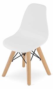 EMWOmeble Krzesełka skandynawskie ZUBI 3695 białe, nogi drewniane / 4 sztuki
