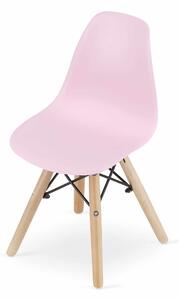 EMWOmeble Krzesełka skandynawskie ZUBI 3697 różowe, nogi drewniane / 4 sztuki