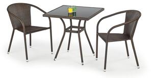 EMWOmeble MOBIL stół ogrodowy, kolor: szkło - czarny, ratan - c.brąz (1p=1szt)