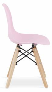 EMWOmeble Krzesełka skandynawskie ZUBI 3697 różowe, nogi drewniane / 4 sztuki