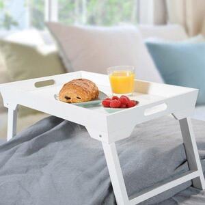 Elegancki stolik rozkładany, stolik drewniany, taca śniadaniowa, taca do łóżka, stolik na łóżko, KESPER