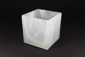 Klosz szklany Kostka 120x120 alabaster