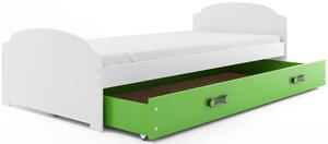 EMWOmeble Łóżko z materacem LILI - 1 rama biała szuflada zielona 200x90