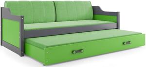 EMWOmeble Łóżko z szufladą DAWID– 2 osobowe – GRAFIT skrzynia zielona 190x80