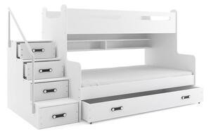 EMWOmeble Łóżko piętrowe dla dzieci z szufladami MAX 3 – 2 osobowe – BIAŁE skrzynia biała 200x120