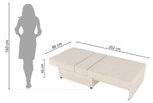 Beżowa rozkładana sofa Dancan OLGA z funkcją spania i pojemnikiem na pościel / szerokość 86 cm