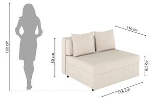 Beżowa rozkładana sofa Dancan OLGA z funkcją spania i pojemnikiem na pościel / szerokość 116 cm