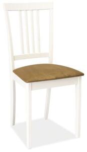 Białe drewniane krzesło z tapicerowanym siedziskiem CD-63