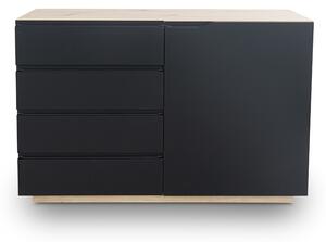 Komoda jednodrzwiowa z 4 szufladami Loftia - artisan/czarny mat - Wyprzedaż ekspozycji