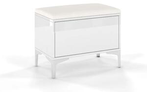 Biało-srebrne siedzisko z pojemnikiem Dancan EVELINE / wysoki połysk
