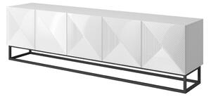 Szafka RTV Asha 200 cm na metalowych nogach - biały połysk