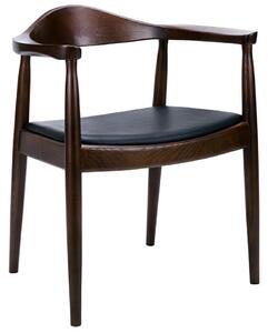 Drewniane krzesło Kennedy z siedziskiem z ekoskóry