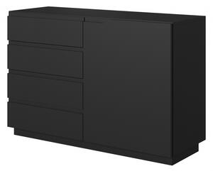 Komoda Loftia z czterema szufladami 120 cm - czarny / czarny mat