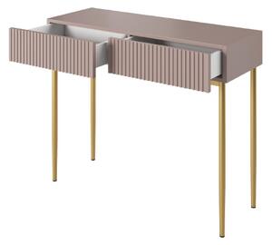 Nowoczesne biurko z szufladami i metalowymi nogami Nicole 100 cm - antyczny róż / złote nóżki
