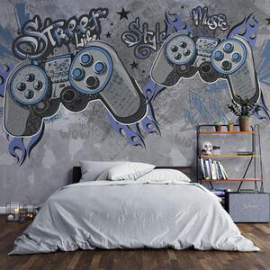 Fototapety Konsole w stylu street art na grunge'owej ścianie, Fototapety Młodzieżowe, w04054 : Uwalls.pl